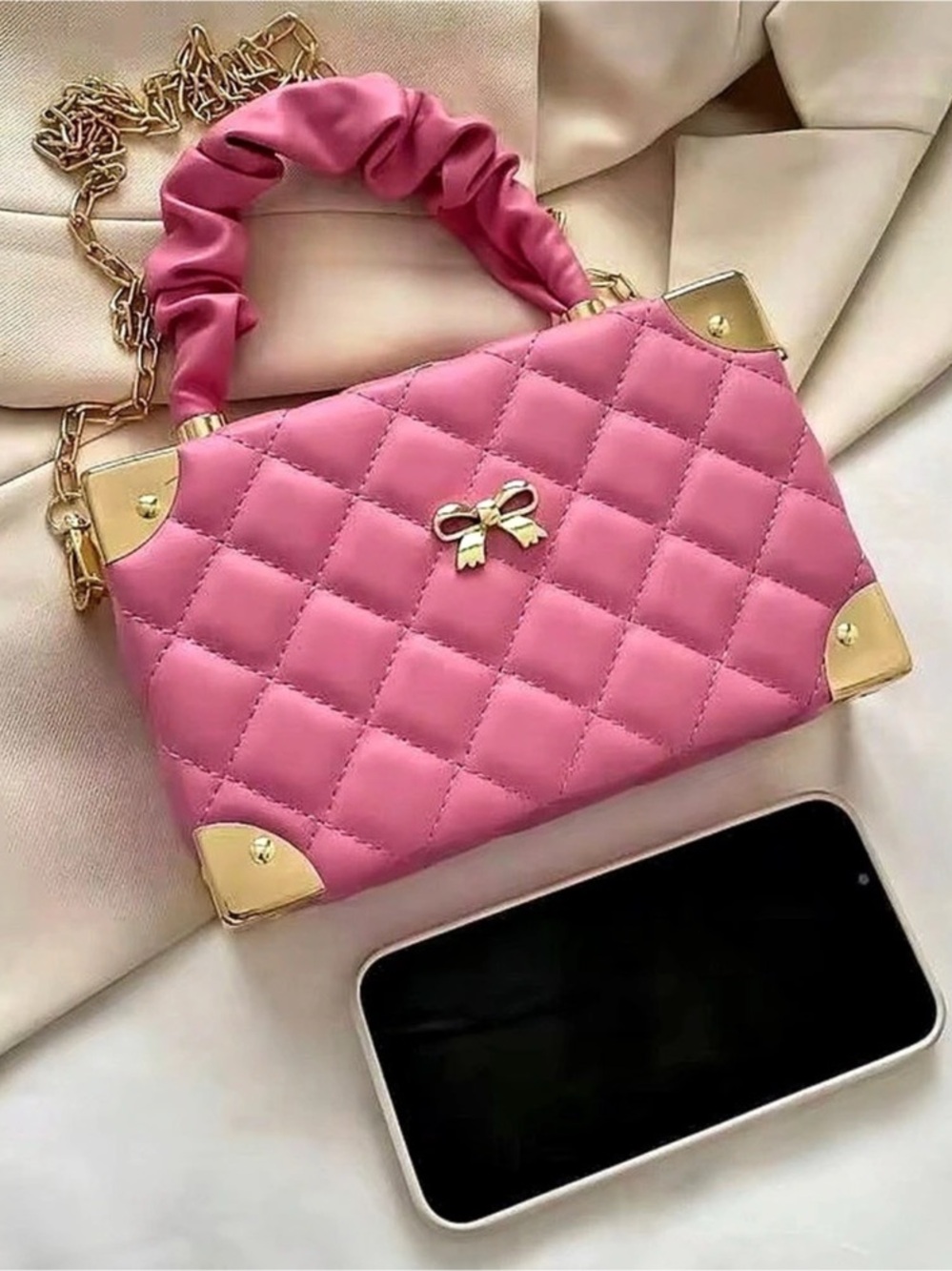 Quilted Pink Shoulder Bag, Brand New - Picture 1 of 3